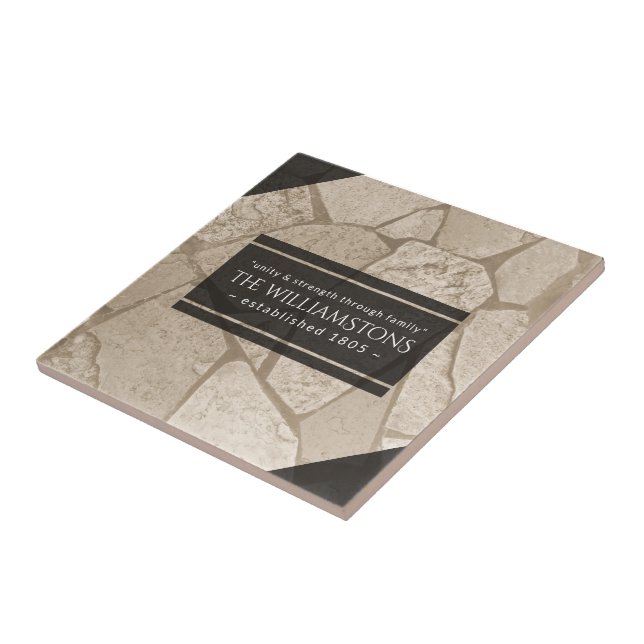 Elegant Sepia Toned Cracked Stones Tile (Side)