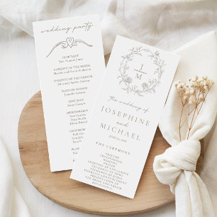 Elegant Sepia Wedding Ceremony & Reception Program Programme