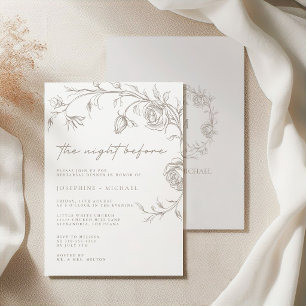 Elegant Sepia Wedding Night Before Rehearsal Invitation