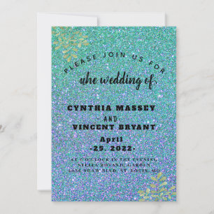 Elegant sequined blue gloss invitation