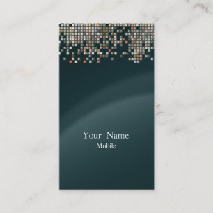 Elegant Sequins Dark Green Business Card