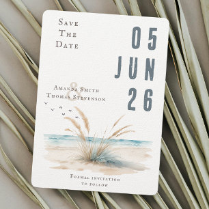 Elegant serene beach pampa grass landscape save the date