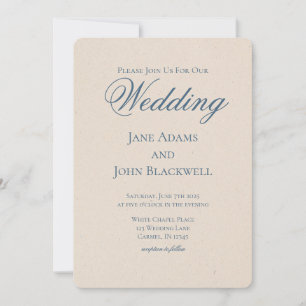 Elegant Serif Dusty Blue Wedding Invitation