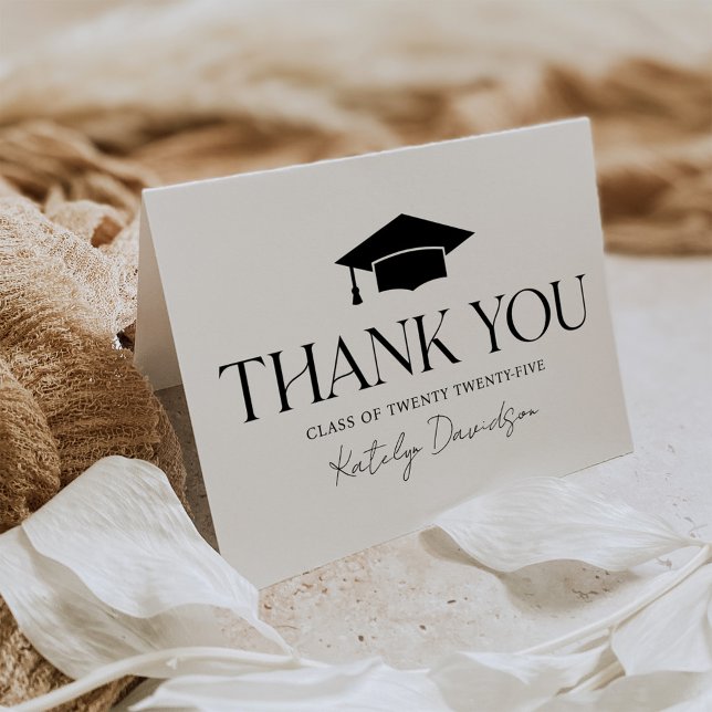 Elegant Serif Graduation Cap 2026 Thank You Card (Creator Uploaded)