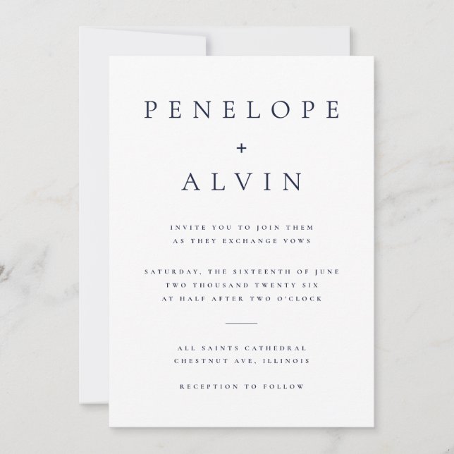 Elegant Serif Typography White Minimalist Wedding Invitation (Front)