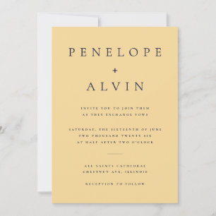 Elegant Serif Typography Yellow Minimalist Wedding Invitation