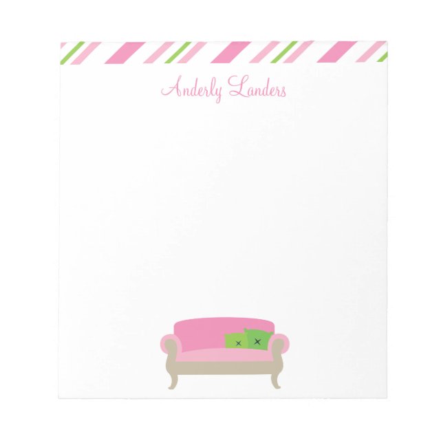 Elegant Settee Sofa Personalised Notepad (Front)