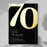 Elegant Seventy 70th Birthday Party Foil<br><div class="desc">Real foil black and gold 70th birthday party invitations featuring the number '70' in a large bold serif font,  and a modern invite template that is easy to personalise.</div>