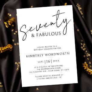 Elegant Seventy and Fabulous Script 70th Birthday Invitation