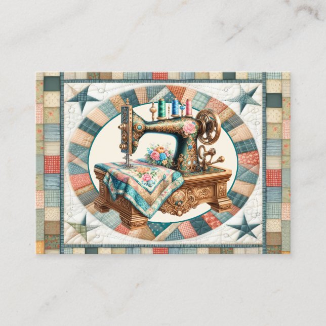 Elegant Sewing and Quilt  Business Card (Front)