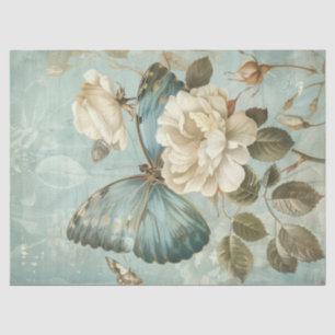 Elegant shabby chic butterfly & roses tissue paper