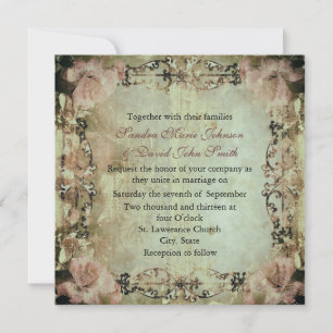 Elegant Shabby Chic Floral Wedding Invitation