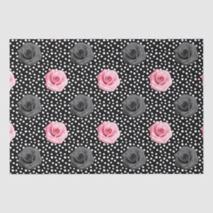 Elegant Shabby Chic Pink Roses and Polka Dot Tissue Paper