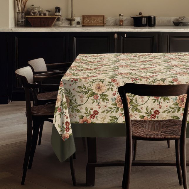 Elegant Shabby Chic Subtle Floral Embroidery Tablecloth (Elegant Shabby Chic Subtle Floral Embroidery Tablecloth)