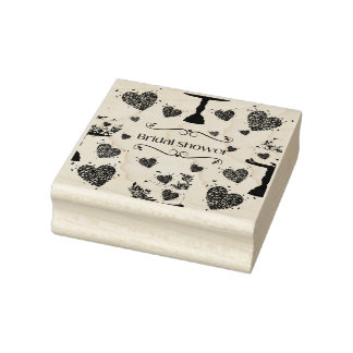 elegant shabby style bridal shower rubber stamp