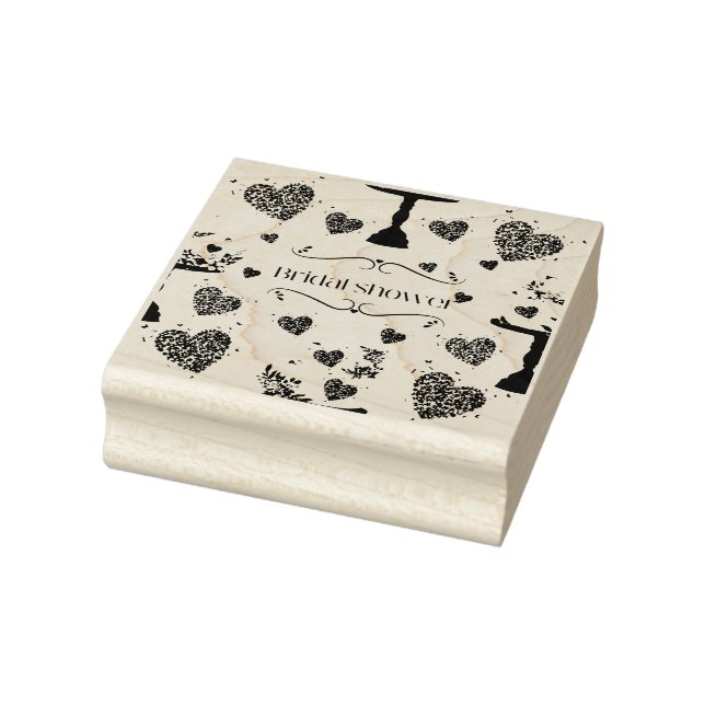 elegant shabby style bridal shower rubber stamp (Stamp)