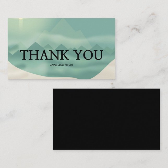 Elegant Shades of Green Mountains Thank you Card (Front/Back)