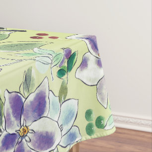 Elegant shades of Pastel purple and green floral Tablecloth