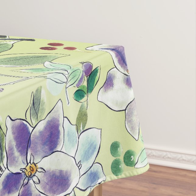 Elegant shades of Pastel purple and green floral Tablecloth (In Situ)