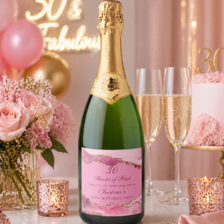 Elegant Shades of Pink Birthday Party  Sparkling Wine Label