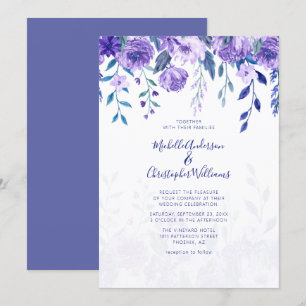 Elegant Shades Of Purple Floral Wedding Invitation