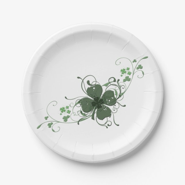 Elegant Shamrock Art Paper Plate (Front)
