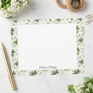 Elegant Shamrock Botanical Notecard Personalized