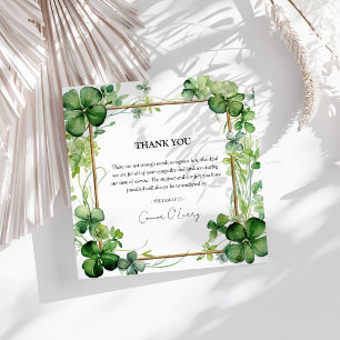 Elegant Shamrock Clover Sympathy Thank You Card