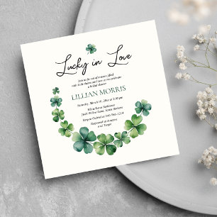 Elegant Shamrock Lucky in Love Bridal Shower  Invitation