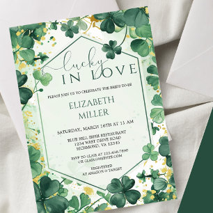 Elegant Shamrock Lucky in Love Bridal Shower  Invitation