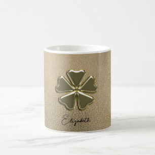 Elegant  Shamrock Patrick's Day Leather Coffee Mug