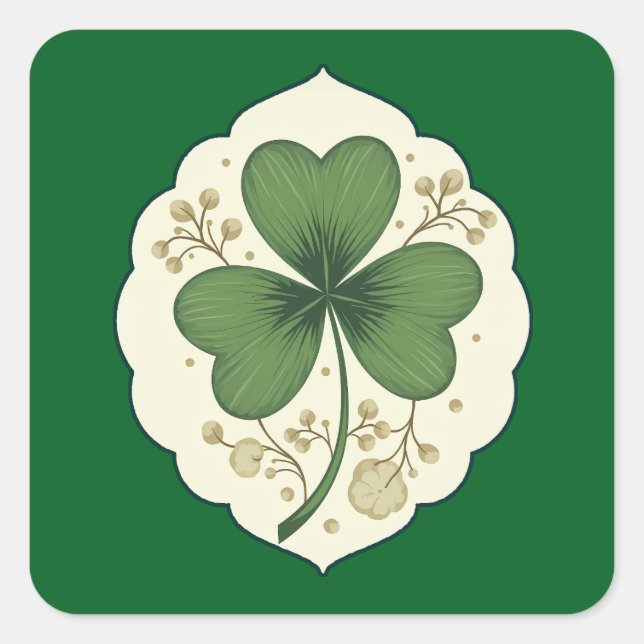 Elegant Shamrock St Patrick’s Day - Autocolante Square Sticker (Front)
