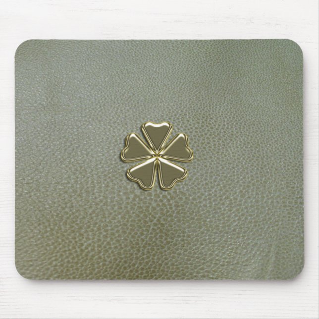 Elegant  Shamrock St.Patrick`s Day,Green Leather Mouse Mat (Front)