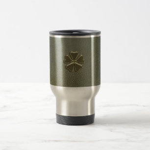 Elegant  Shamrock St.Patrick`s Day,Green Leather Travel Mug