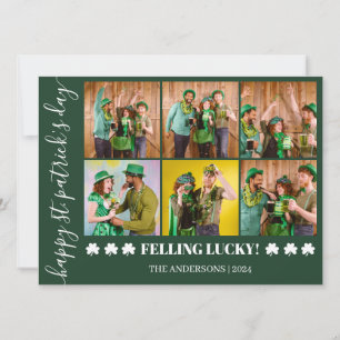 Elegant Shamrock St. Patrick's Day Family photo Holiday Card