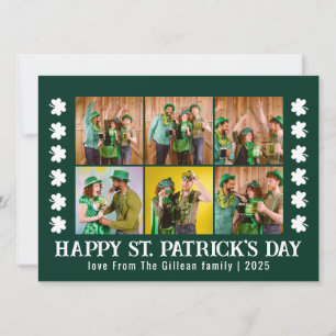 Elegant Shamrock St. Patrick's Day Family photo Holiday Card