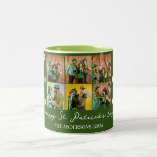 Elegant Shamrock St. Patrick's Day Family photo Two-Tone Coffee Mug