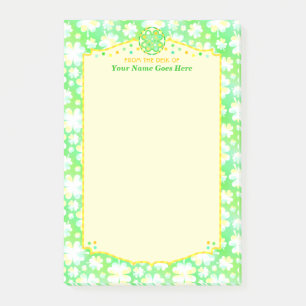 Elegant Shamrocks Clovers Personalised Name Irish Post-it Notes