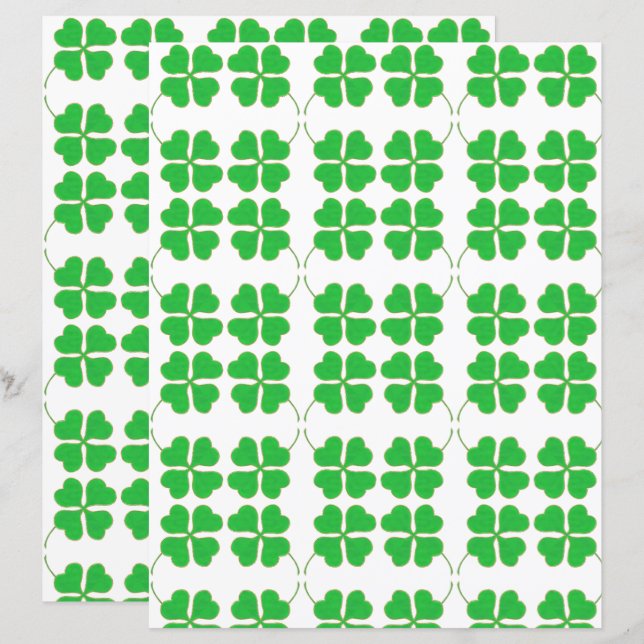 Elegant Shamrocks trimmed in gold Scrapbook Paper (Front/Back)