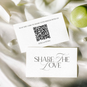 Elegant Share the Love Wedding QR Code Card 