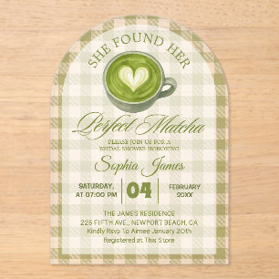 Elegant She Found Her Perfect Matcha Bridal Shower Acrylic Invitations