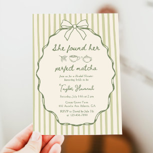 Elegant She Found Her Perfect Matcha Bridal Shower Invitation