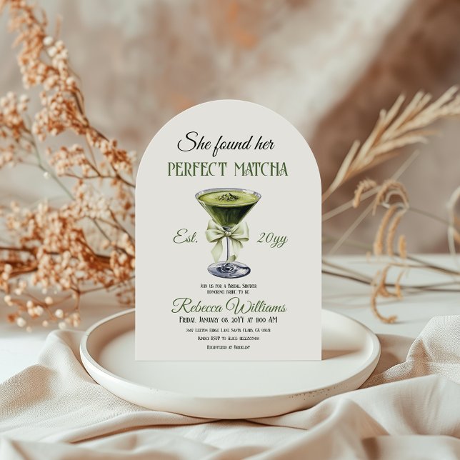 Elegant She Found Her Perfect Matcha Bridal Shower Invitation (Creator Uploaded)