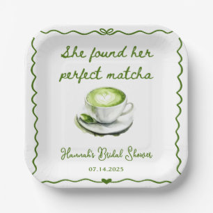 Elegant She Found Her Perfect Matcha Bridal Shower Paper Plate