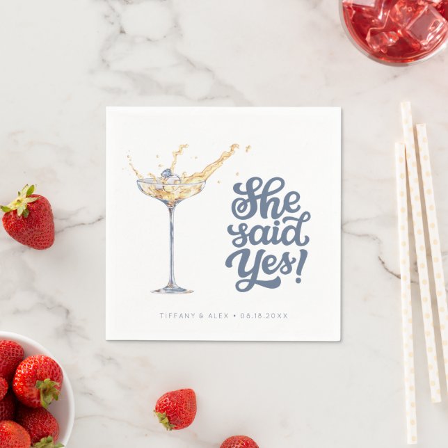 Elegant She Said Yes Champagne Engagement Party  Napkin (Insitu)