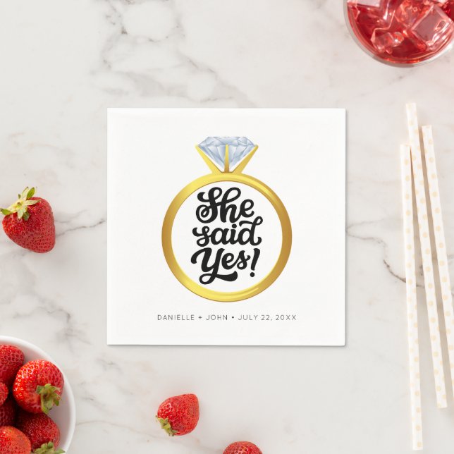 Elegant She Said Yes Engagement Party  Napkin (Insitu)