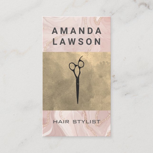 Elegant Shears Comb Grey Watercolor Scissors Business Card (Front)
