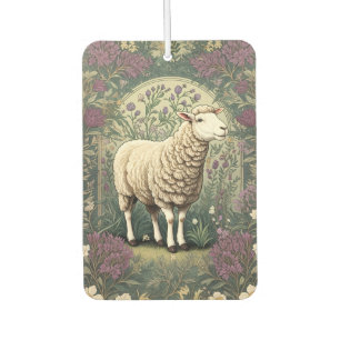 Elegant Sheep Lavender floral Background Car Air Freshener