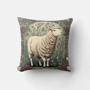 Elegant Sheep Lavender floral Background Cushion
