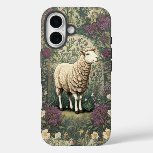 Elegant Sheep Lavender floral Background iPhone 16 Case